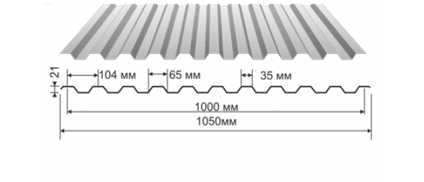 Профнастил оцинкованный С-21 1050x2000 (эконом) купить недорого в Новоселках
